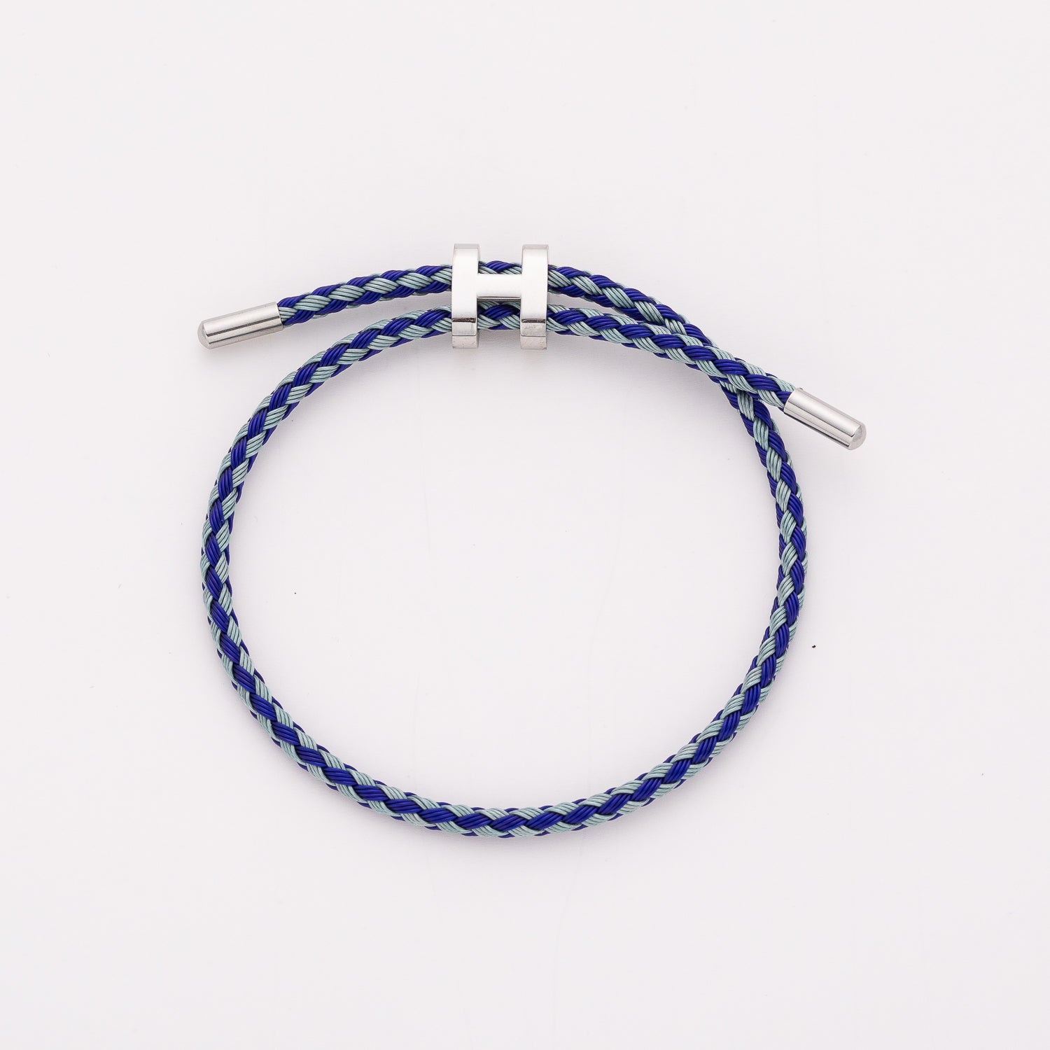pulsera piu trenzado  rigido / cruzado en h /plata