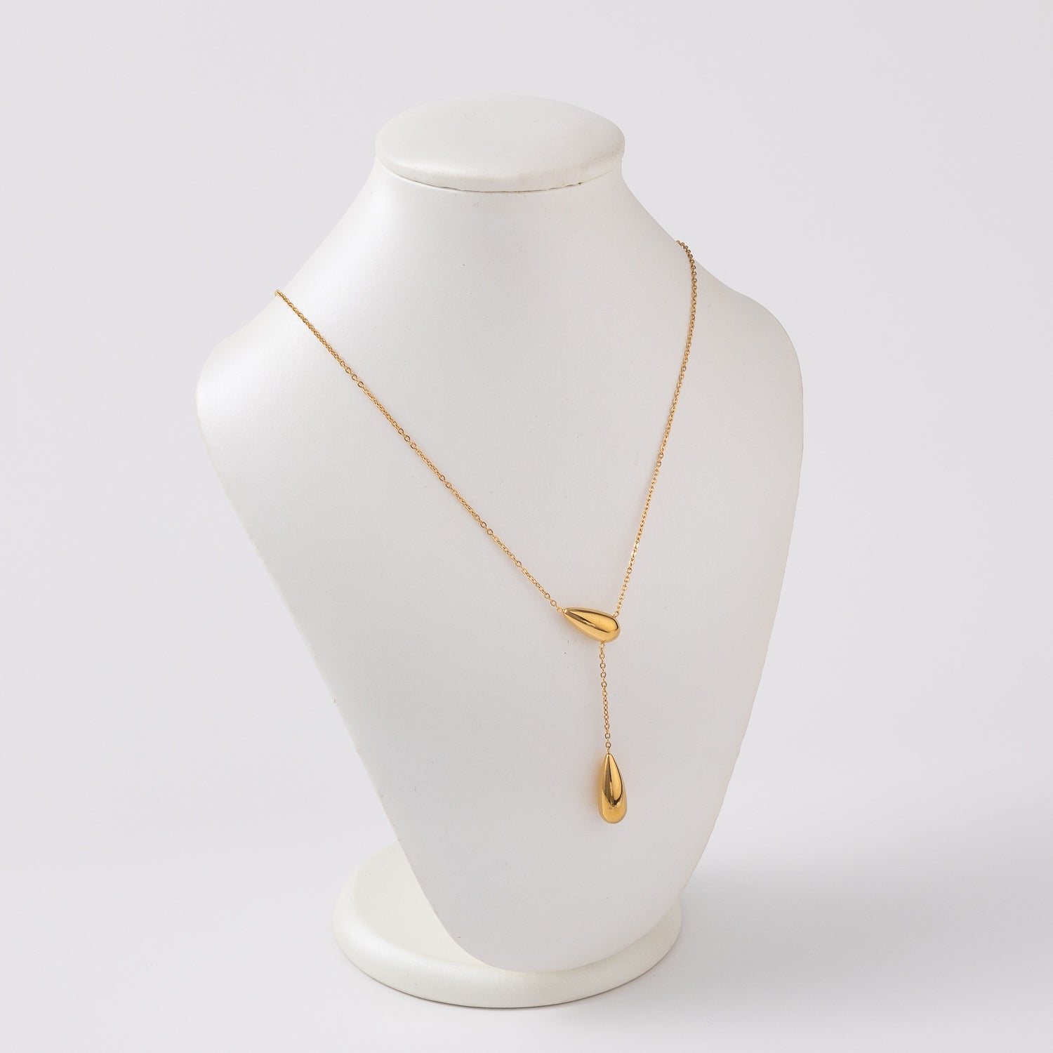 16" cadena delgada 2 dijes gota / deslizante / cuelga gota / dorado